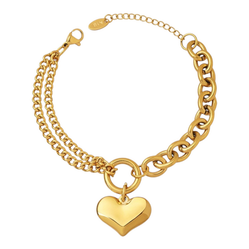 Amora Heart Bracelet – Gold Stainless Steel
